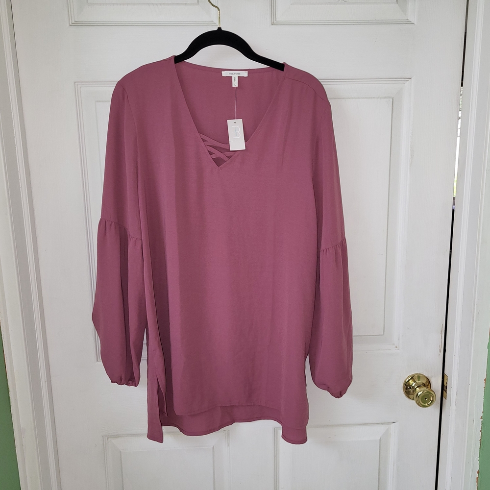 NEW Maurices Pink Long Sleeve Tunic Blouse - Large